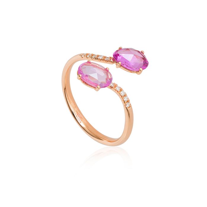 Rose gold ring 18ct with rose Saphire and diamonds SDU0008